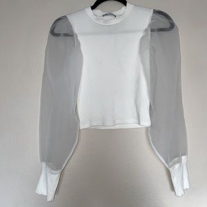 ZARA White Puff Sleeve Top